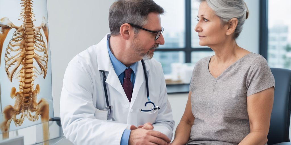 doctor consulting with patient about spine health in a medical office